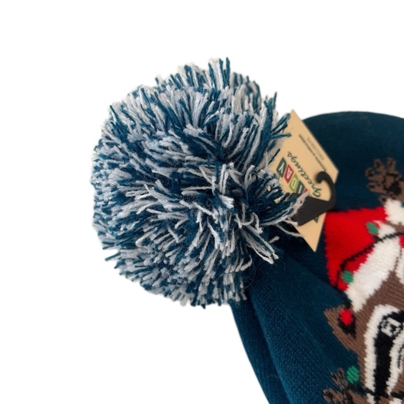 Books-A-Million Happy Holidays raccoon trash can winter beanie acrylic - Picture 5 of 9